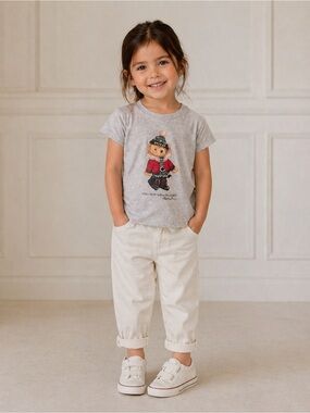 Polo Bear Ralph Lauren - Polo Bear Winter chic Tee - Grey - girls size 4T